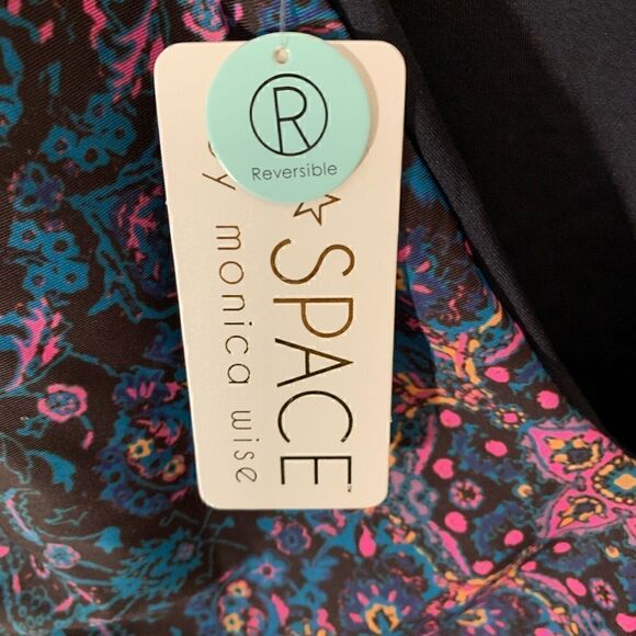 L*Space NWT black/pink/blue patterned low back one piece swimsuit Size 12 - Picture 6 of 6